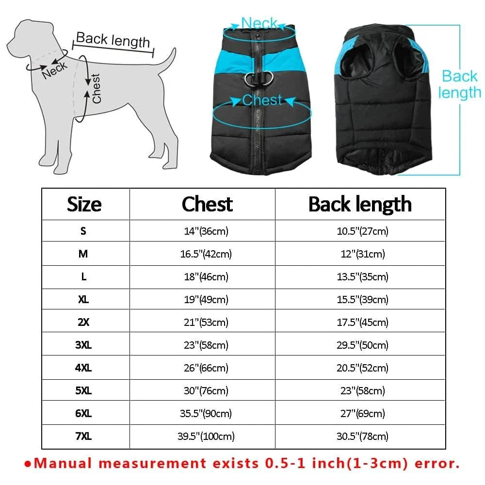 Premium waterproof dog vest with zippered closure, designed to keep your canine companion warm and dry during British autumn and winter adventures.