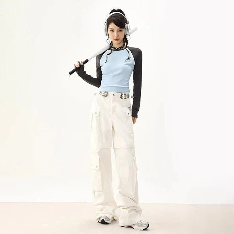Women's Stylish Retro Patchwork Tee in Blue colour, featuring a unique patchwork design and relaxed fit