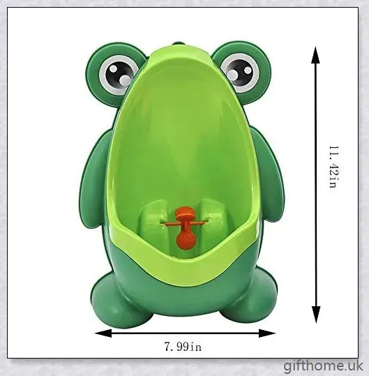 Frog-shaped potty training urinal with flexible target for toddler boys