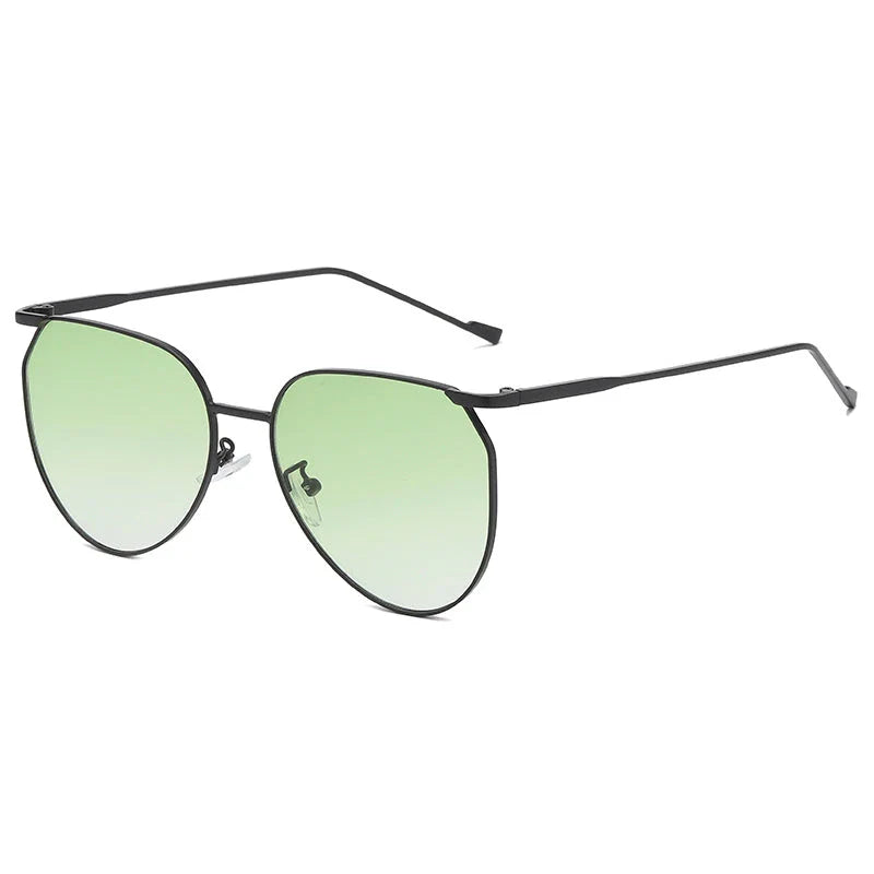 Elegant oval-shaped sunglasses with gradient lenses and alloy frames, offering timeless British style and UV protection.