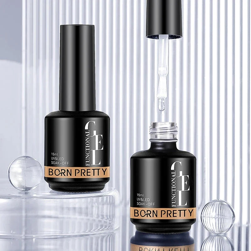 Premium 15ml Base and Top Coat Reinforcement Gel for creating salon-quality nail art designs at home