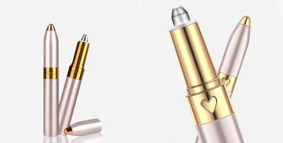 Mini Electric Eyebrow Trimmer Pen with built-in LED light for precise brow grooming