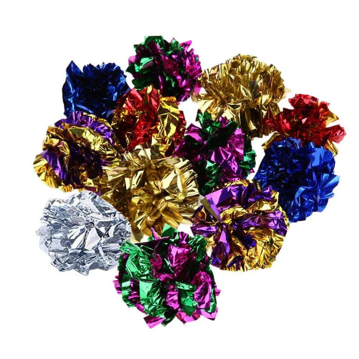 Premium multicolour crinkle balls made of foil paper, designed for cats to play and enjoy