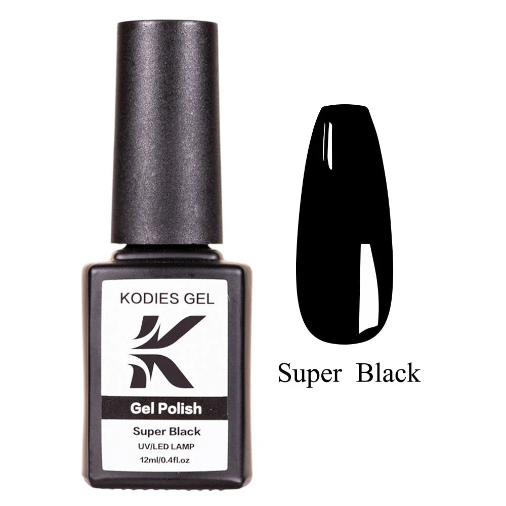 Super Black Gel Nail Polish with a deep, high-gloss finish that lasts up to 25 days