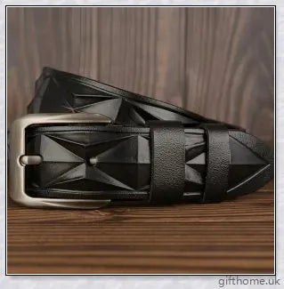 Premium 3D diamond pattern leather casual belt in black, coffee, and reddish brown colours