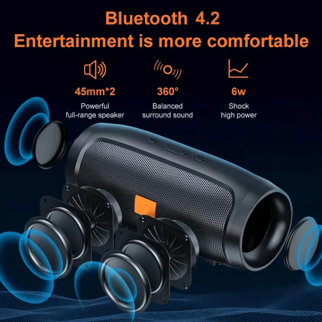 Powerful portable stereo Bluetooth speaker with deep bass and dual speakers for exceptional audio on the move