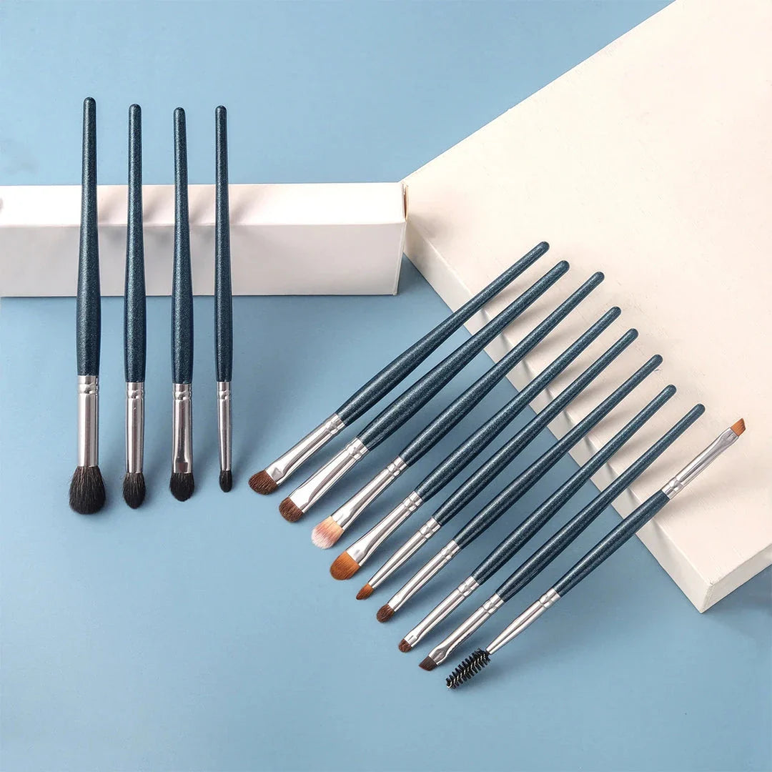 Premium 13-Piece Eye Makeup Brush Set with natural and synthetic bristles for flawless eye makeup application