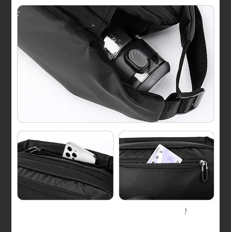 Stylish nylon one-shoulder backpack with zip closure and comfortable strap for professional work attire