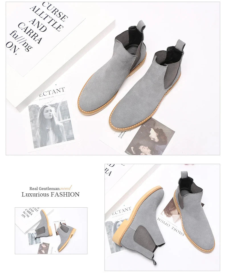 Stylish British-crafted Martin boots with a microfibre upper, pointed toe, and rubber sole for superior comfort and stability.
