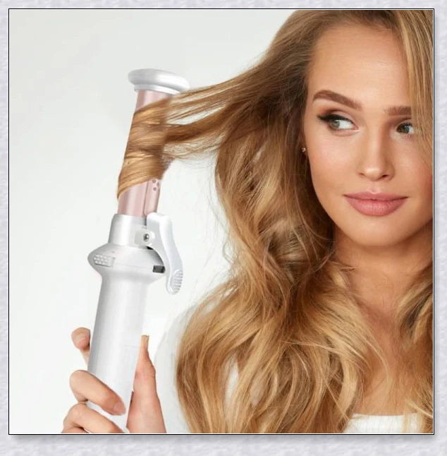 Automatic hair curler with rotating barrel, creating perfect waves and curls