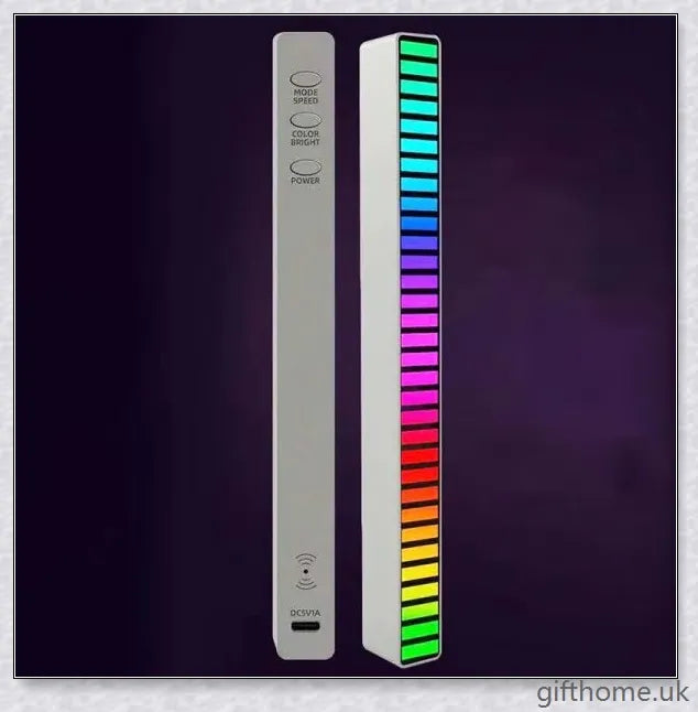 Voice-activated car sound control light with 32 colourful lamp beads, adjustable brightness and speed, and music-synchronized light show