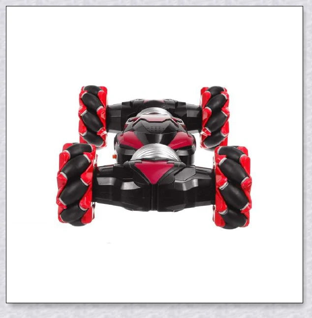 Remote control stunt car with 360-degree rotation, flips, and built-in colourful lights and music for exciting playtime