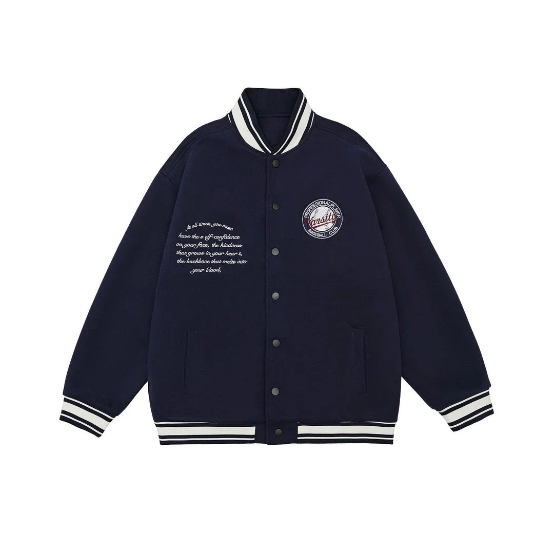 American Retro Embroidered Baseball Jacket with Vintage-Inspired Design and Relaxed Fit