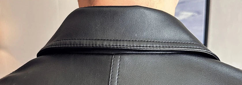 Premium Lightweight Business Jacket with Leather Lapels - Stylish and Versatile Outerwear for the Modern Gentleman