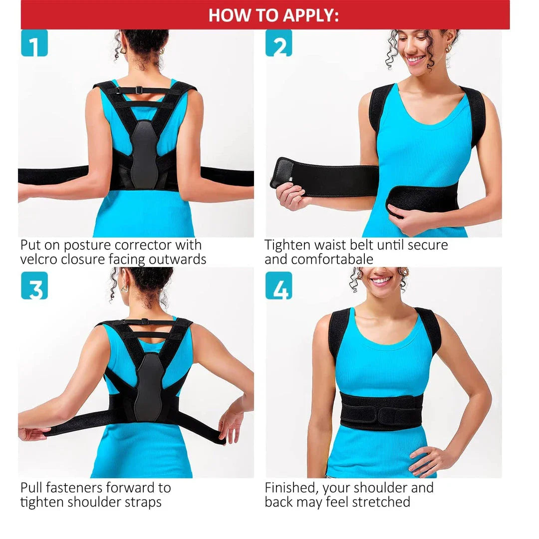 Adjustable full back support posture corrector in various sizes for men and women