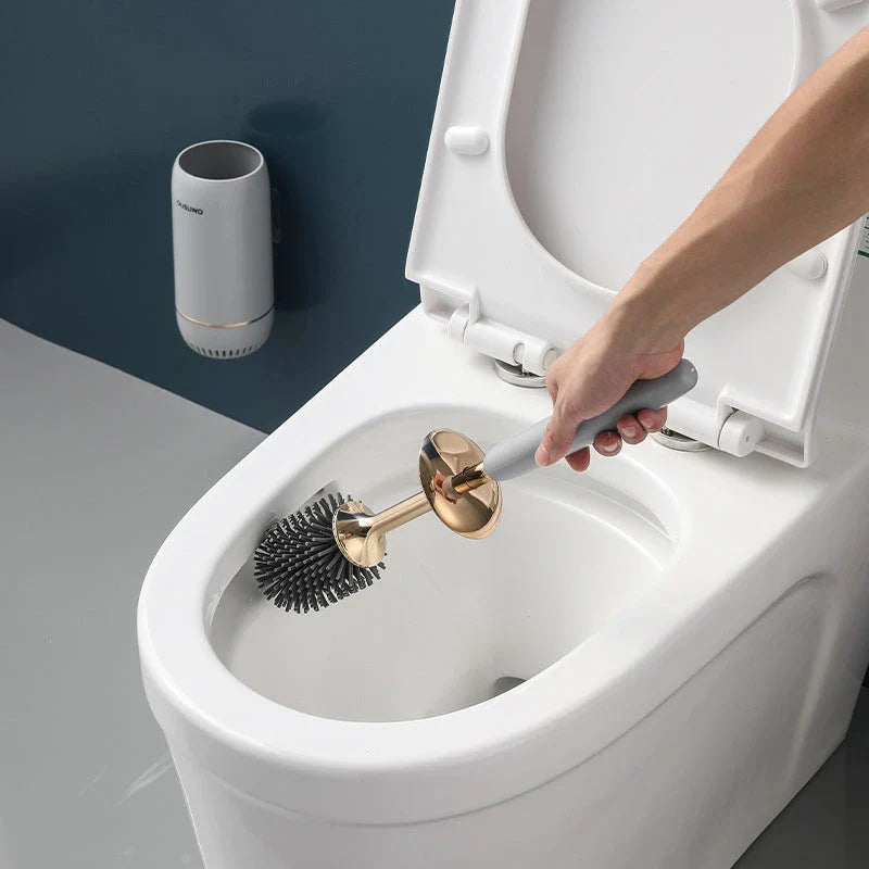 Trendha Long Handle Silicone Toilet Brush with Wall-Mounted, Punch-Free Design for Effortless Bathroom Cleaning