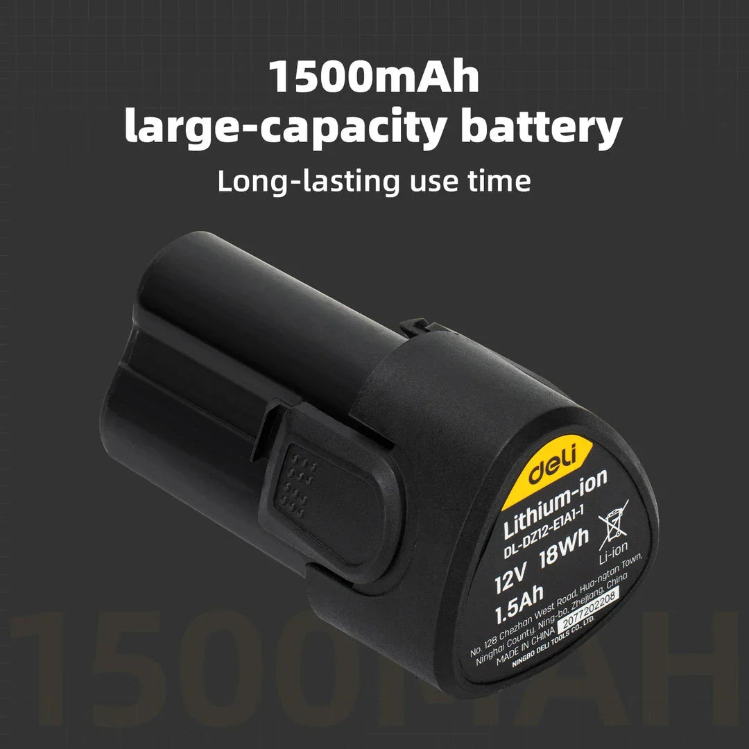 12V Cordless Electric Screwdriver with brushless motor, variable speed control, and LED light for versatile DIY tasks