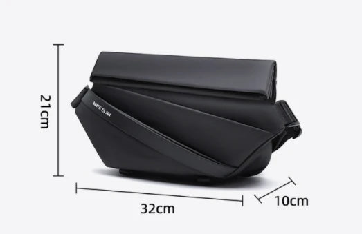 A sleek, minimalist crossbody bag with a mechanical-inspired design, crafted from premium PVC for durability and breathability.