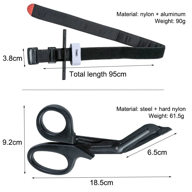 Durable aluminium tactical tourniquet with nylon webbing designed for emergency response and outdoor safety