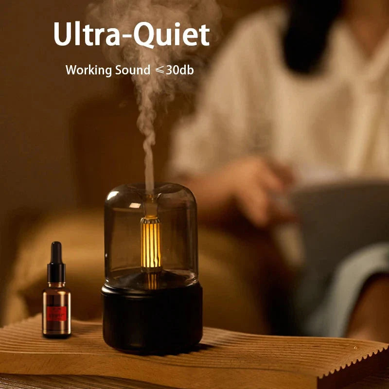 Essential Oil Aroma Diffuser with Soothing Candlelight Effect and LED Lighting