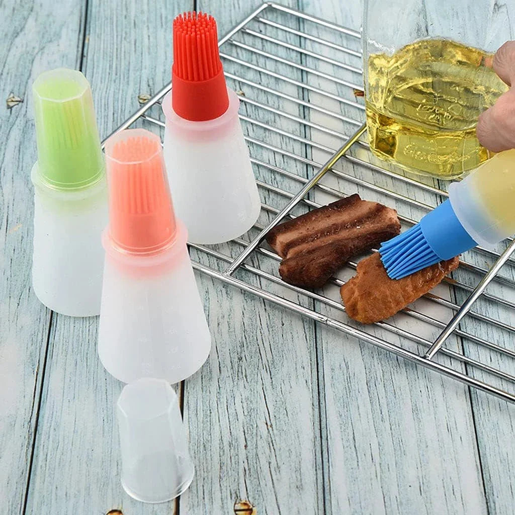 Silicone basting brush set in green colour, designed for easy and precise application of sauces, oils, and marinades during cooking