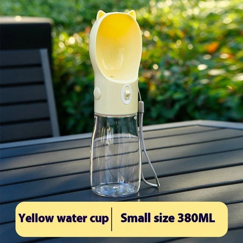 Portable pet drinking cups in various colours and sizes for hydrating your furry friend during outdoor activities