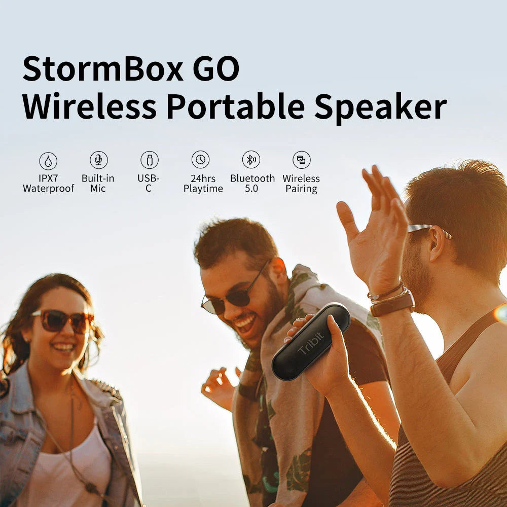 Robust portable Bluetooth speaker with 24-hour playtime, IPX7 waterproof protection, and enhanced bass for superior audio experience