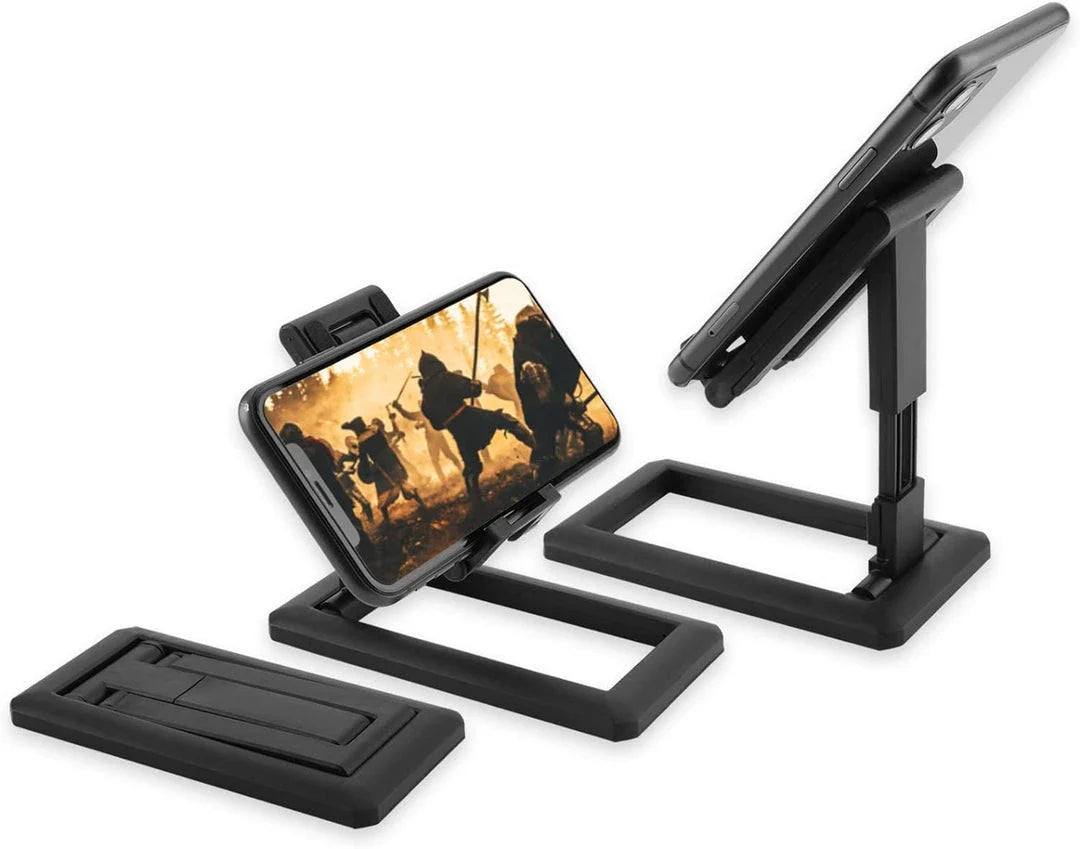 Adjustable and foldable phone stand in pink colour, providing hands-free convenience for work, entertainment, and on-the-go use