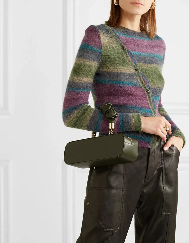 Sophisticated long shoulder diagonal bag with a sleek horizontal square design, made of durable synthetic leather and featuring a single shoulder strap for hands-free convenience.
