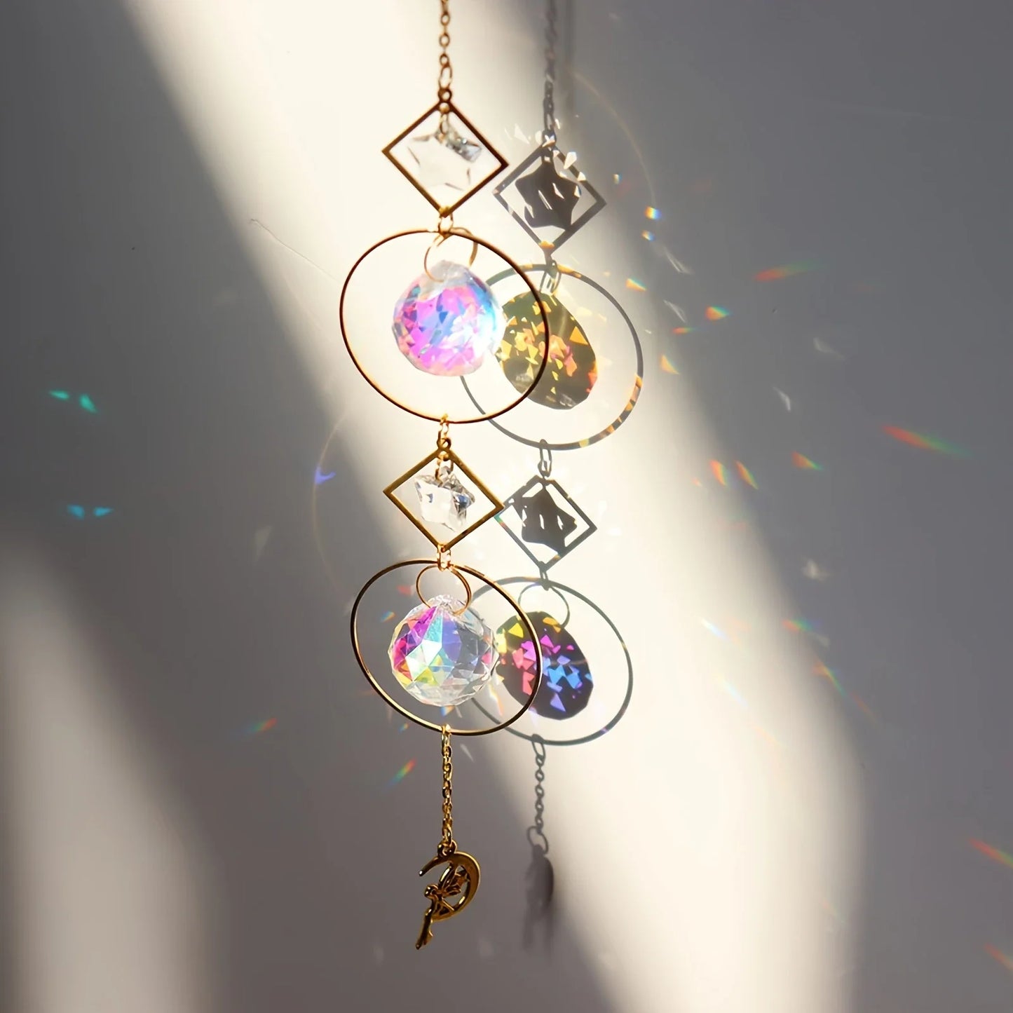 Radiant Crystal Sun Catcher with captivating light display, elevating home decor with nature-inspired elegance