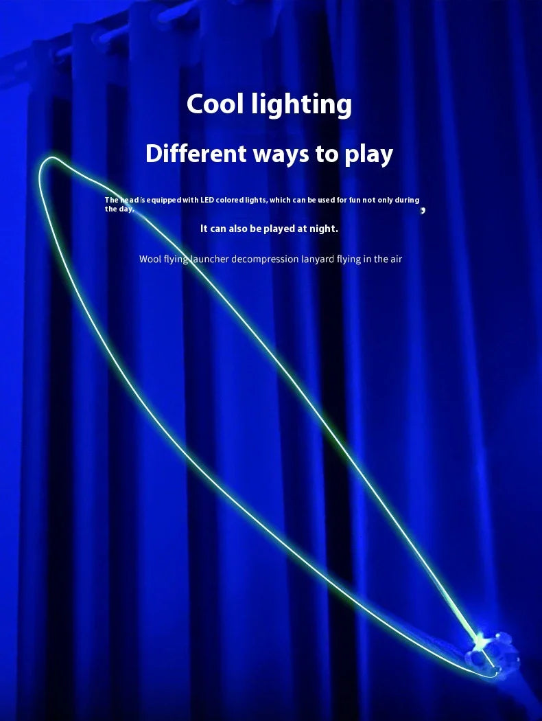 Illuminating rope-driven electric propeller cat toy in blue, with glowing rope and spinning propeller to captivate and entertain your feline companion.