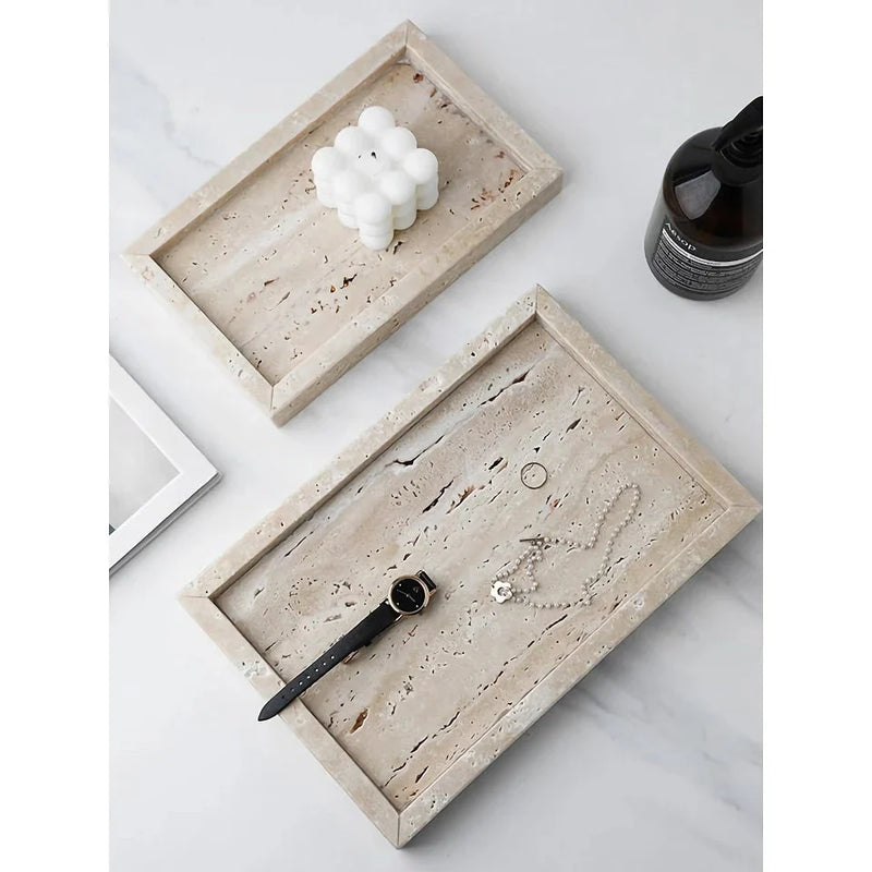 GiftHome UK Elegant Beige Marble Tray for Vanity, Kitchen, and Beyond