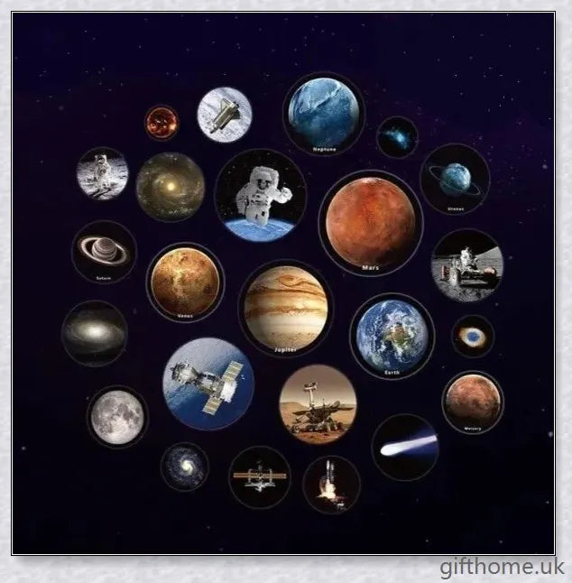 Colourful sky projector displaying planets and stars, creating a starry night effect in a room
