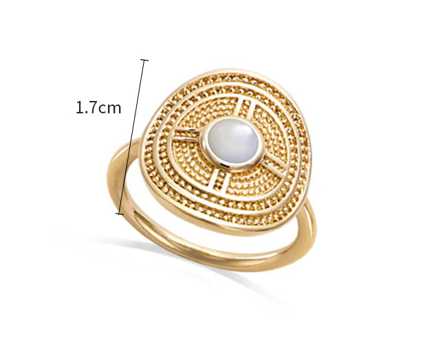 Elegant Sterling Silver Ring with Retro Design and Semi-Precious Stones for Women