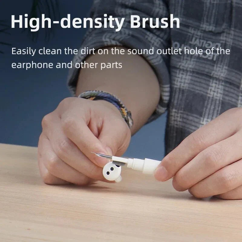 Premium 3-in-1 Earbuds Cleaning Kit with Flocking Sponge, High-Density Brush and Metal Pen Tip