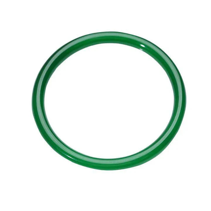 Stylish agate chalcedony bracelet with jingle bell charm in classic green hues