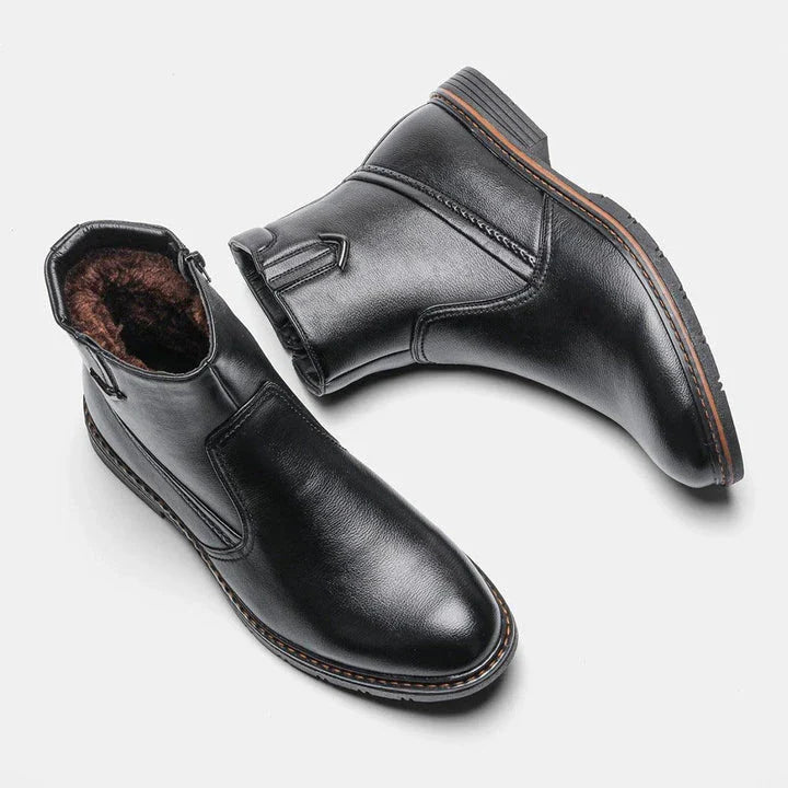 Retro Classic Leather Boots with Pointed Toe Design, Antiskid Sole, and Handsome Sewing Details