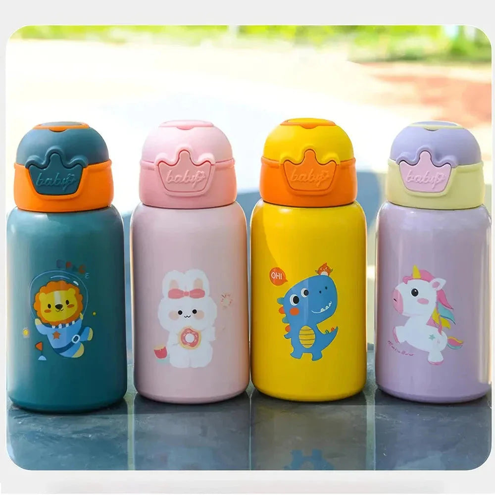 Cute purple unicorn-themed thermos bottle with a large 500ml capacity and stainless steel construction, designed to keep drinks warm or cold for extended periods.
