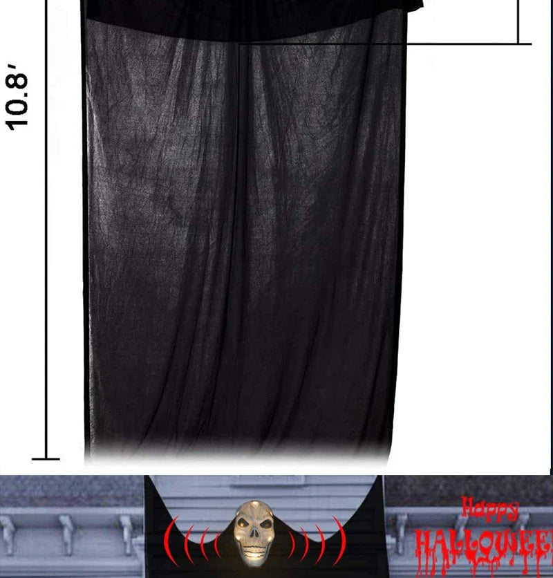 Voice-activated Halloween decoration with ghost-shaped design, lighting, and sound effects