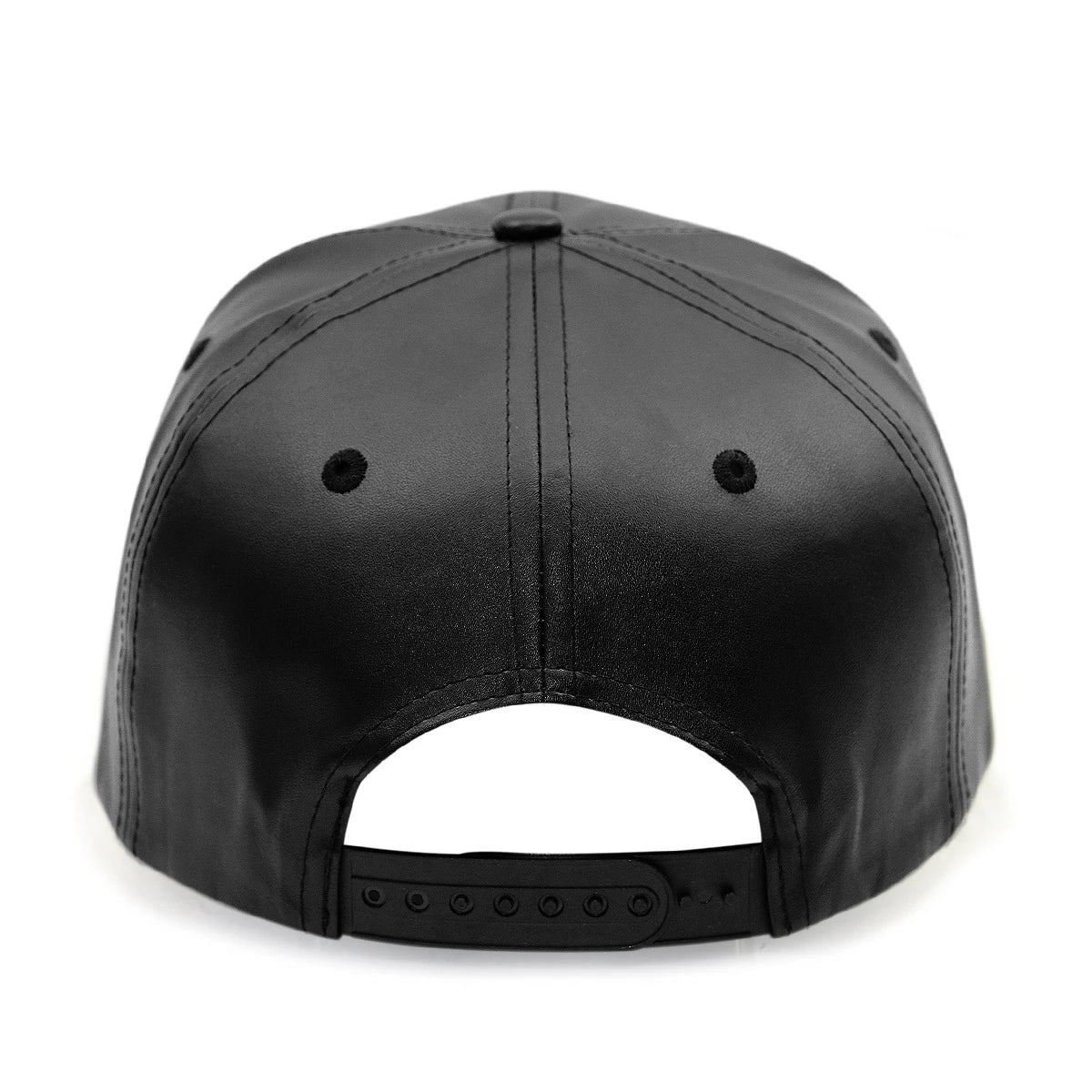 A stylish black flat-brimmed cap with a Korean-inspired design, featuring an adjustable elastic band for a comfortable fit.