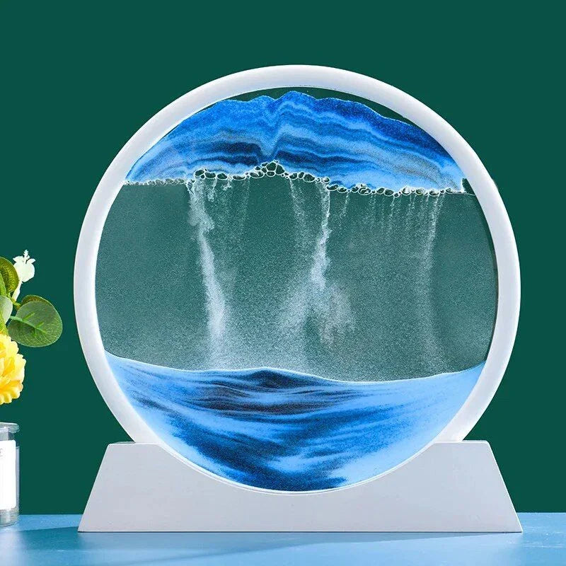 Captivating retro sandscape hourglass with mesmerising deep sea moving sand art