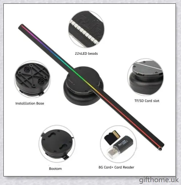 3D Holographic Projector with Wireless Connectivity, Displaying Captivating 640P Visuals