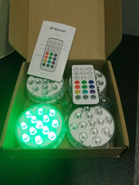 Submersible colour-changing LED pool lights with magnetic and suction cup mounting for easy installation
