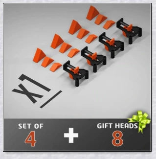High-quality woodworking corner clamp set with 60°, 90°, and 120° angle heads for precise alignment and secure clamping