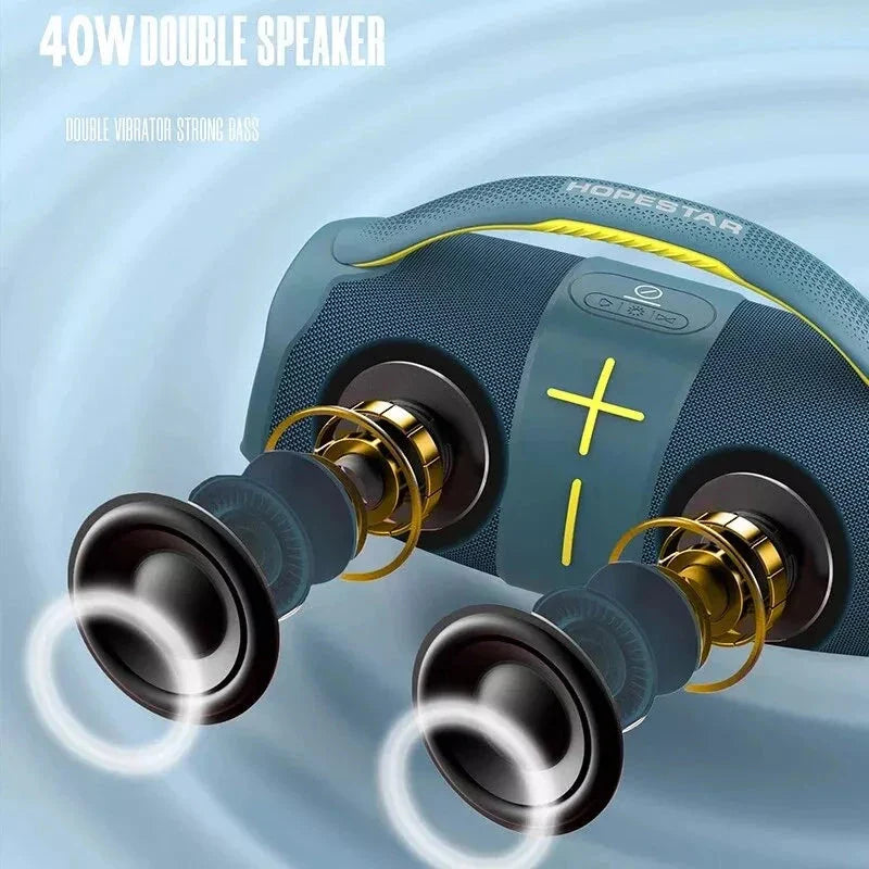 40W High-Power Portable Bluetooth Speaker with Dual Bass Radiators and Vibrant RGB Lighting