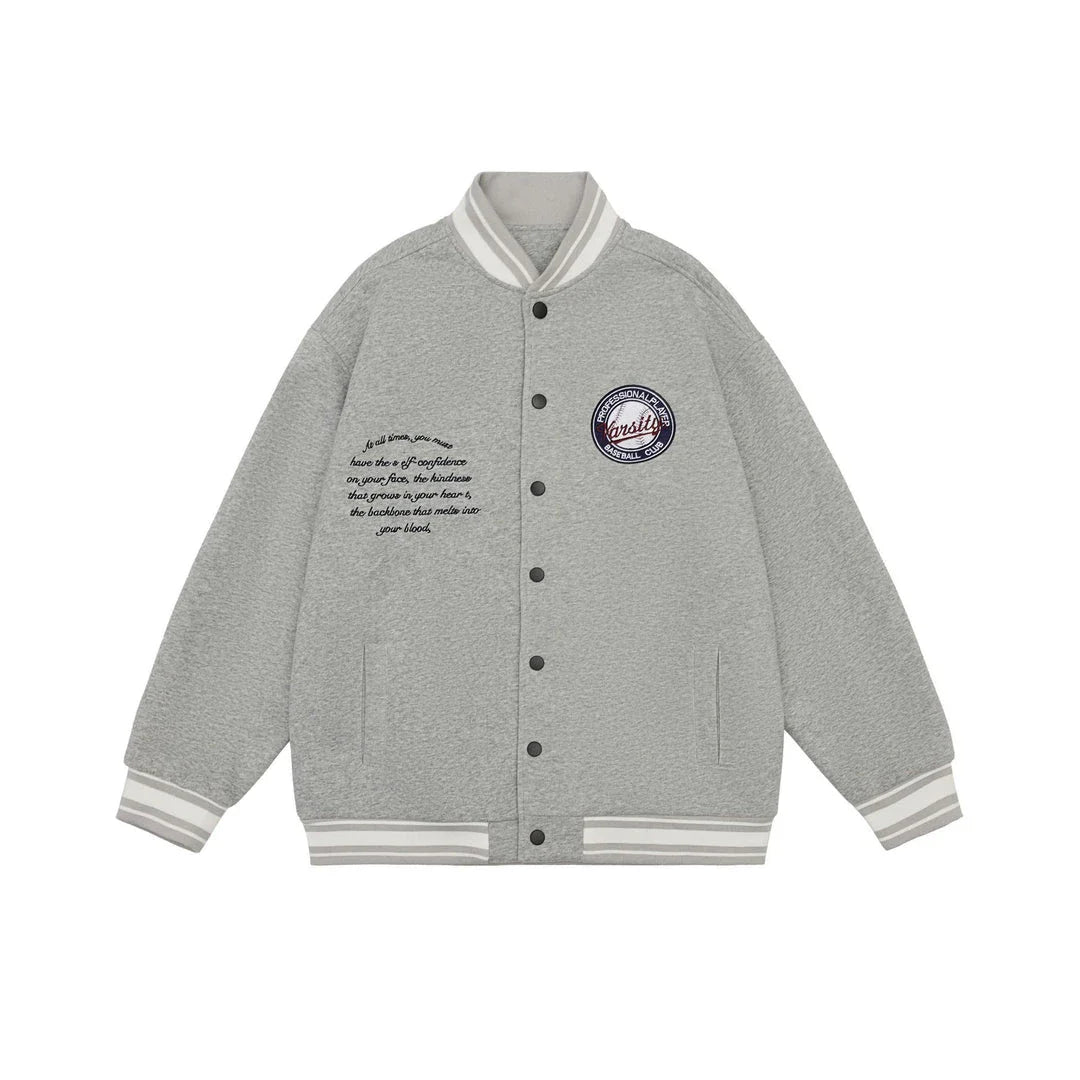 American Retro Embroidered Baseball Jacket with Vintage-Inspired Design and Relaxed Fit