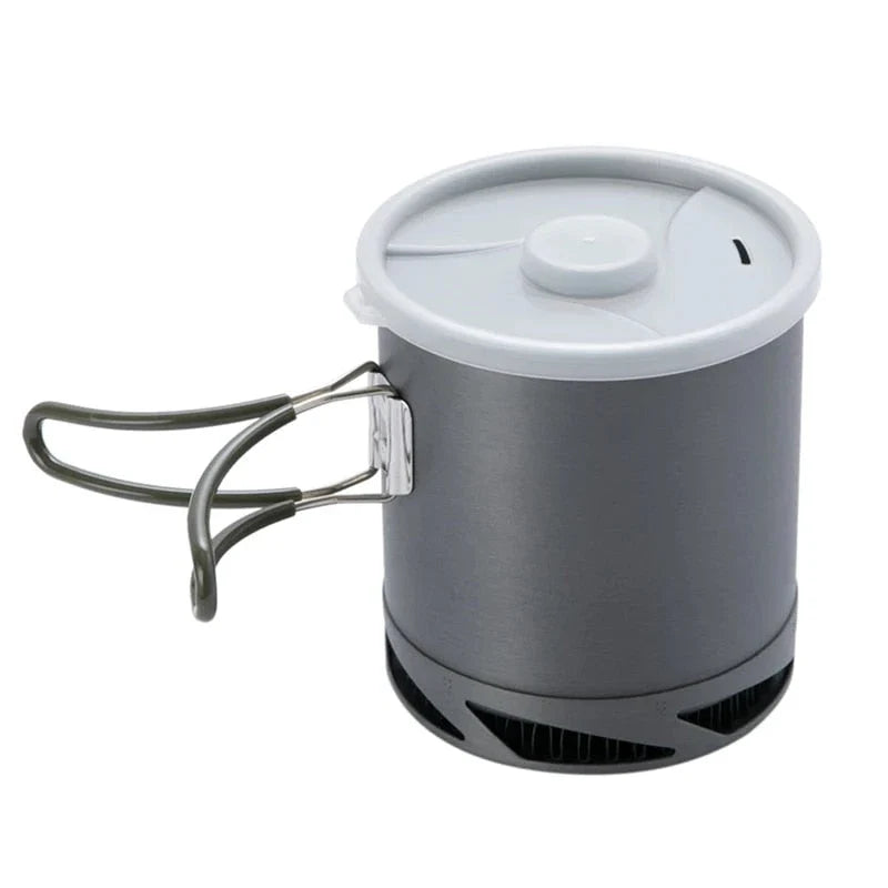 Compact 1L Heat Exchanger Pot for Efficient Outdoor Cooking - Durable, Portable, and Comprehensive Camping Cookware Set