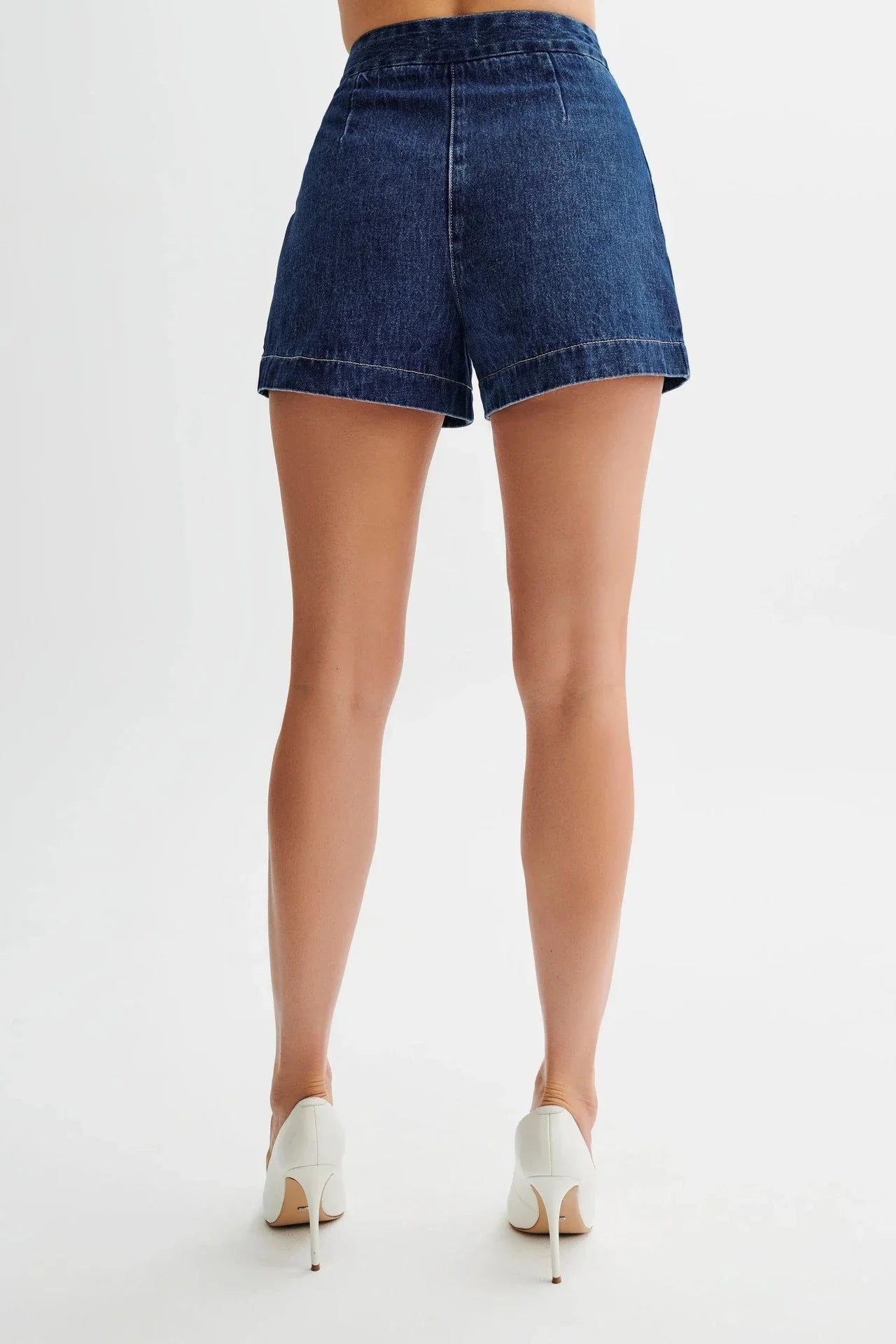 Trendha Denim Summer Set - Sleeveless Button-up Top and High-Waisted Shorts for Women