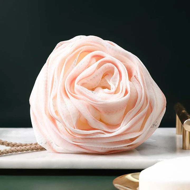 Luxurious flower-shaped shower puffs in vibrant colours for a rejuvenating spa-like cleansing experience