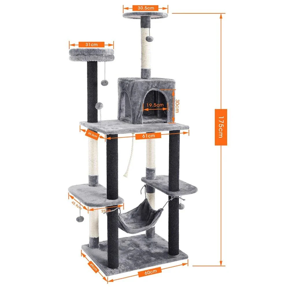 A four-layer cat scratching post made of durable wood and rope, providing multiple levels for your cat to enjoy their natural scratching behaviour.